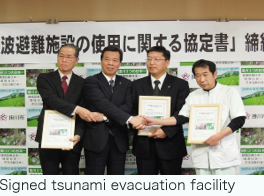 Signed tsunami evacuation facility usage agreement with Kakegawa City