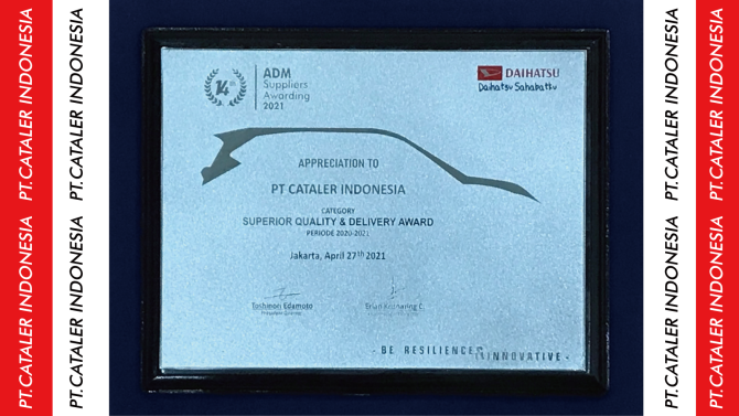 キャタラーインドネシアがADMよりSuperior Quality & Delivery Awardを受賞しました